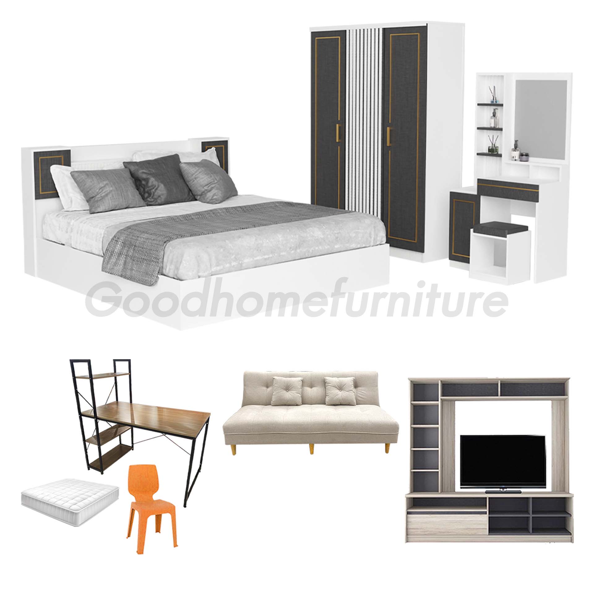 ชุดห้องนอนคราฟ 6 ฟุต 10 ชิ้น