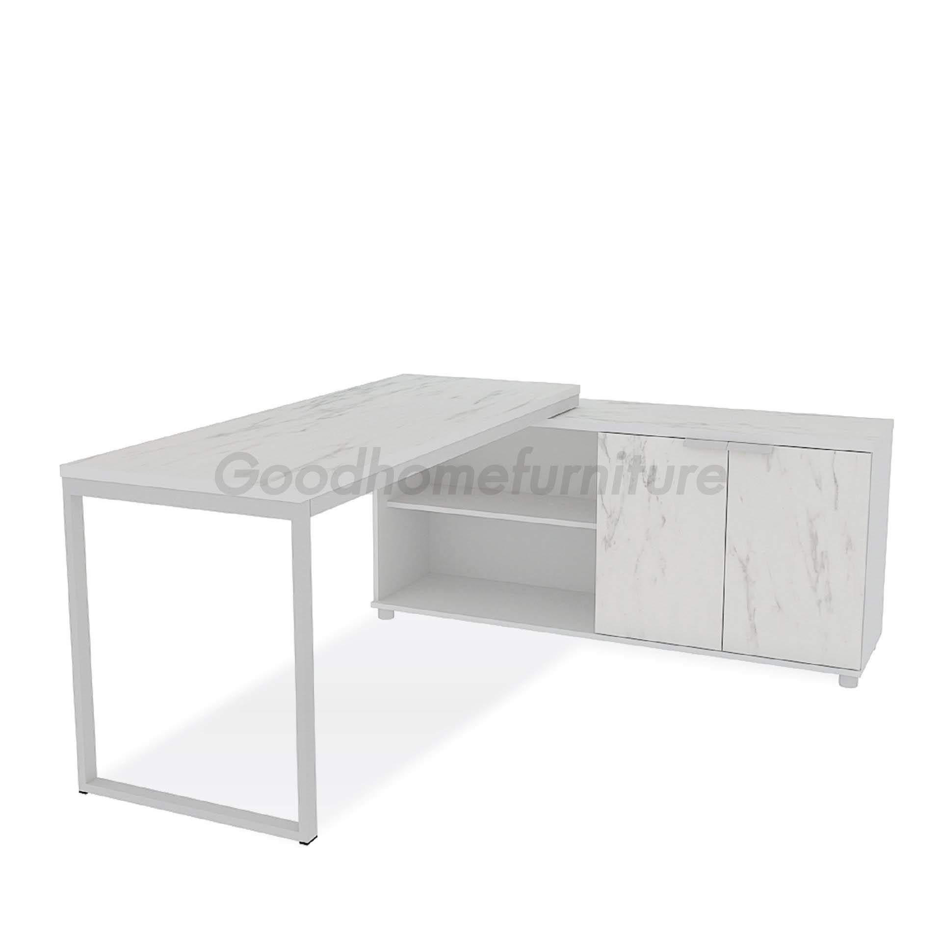 โต๊ะทำงานตัวแอล 160 ซม. พร้อมตู้ต่อข้าง